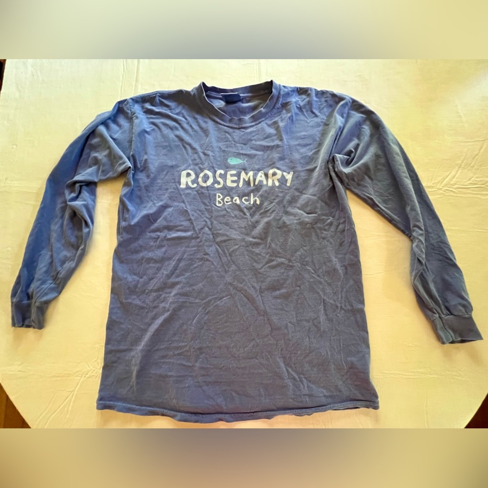 Comfort Colors Women Large Purple Rosemary Beach Long Sleeve Graphic Tshirt